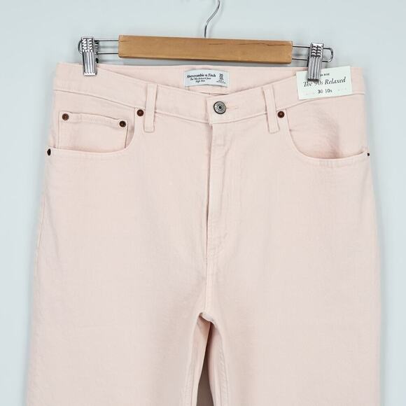 Abercrombie & Fitch High Rise 90s Relaxed Jean Light Pink 30 Short NWT - Picture 3 of 9
